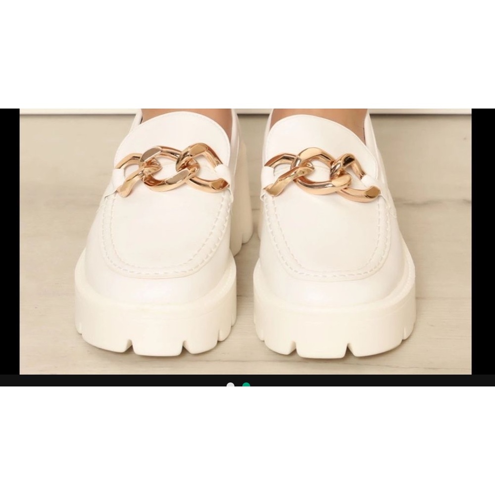Beige and Gold Loafers
